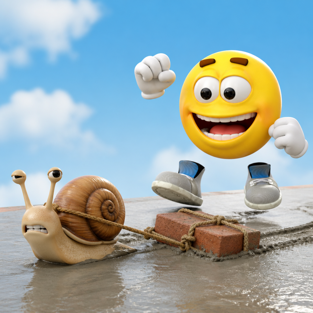 Preview of EmotiGuy Snail towing Brick