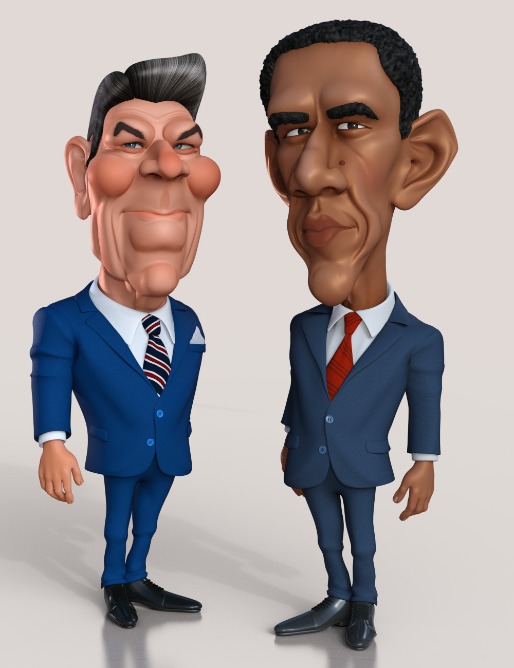 Reagan and Obama Caricatures