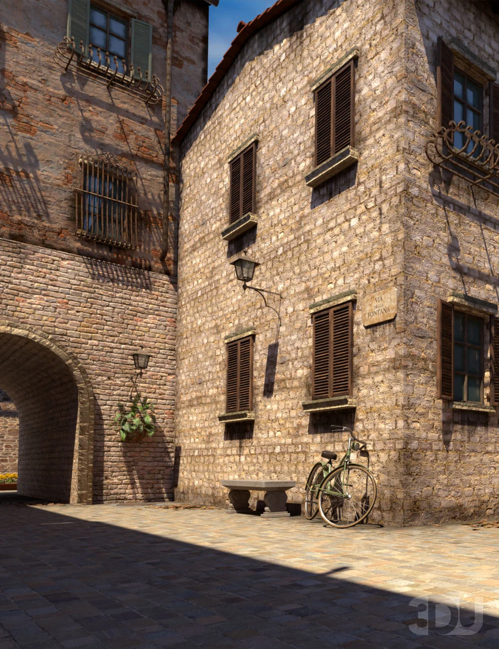 Villa della Fontana – Mediterranean Courtyard Scene for DAZ Studio