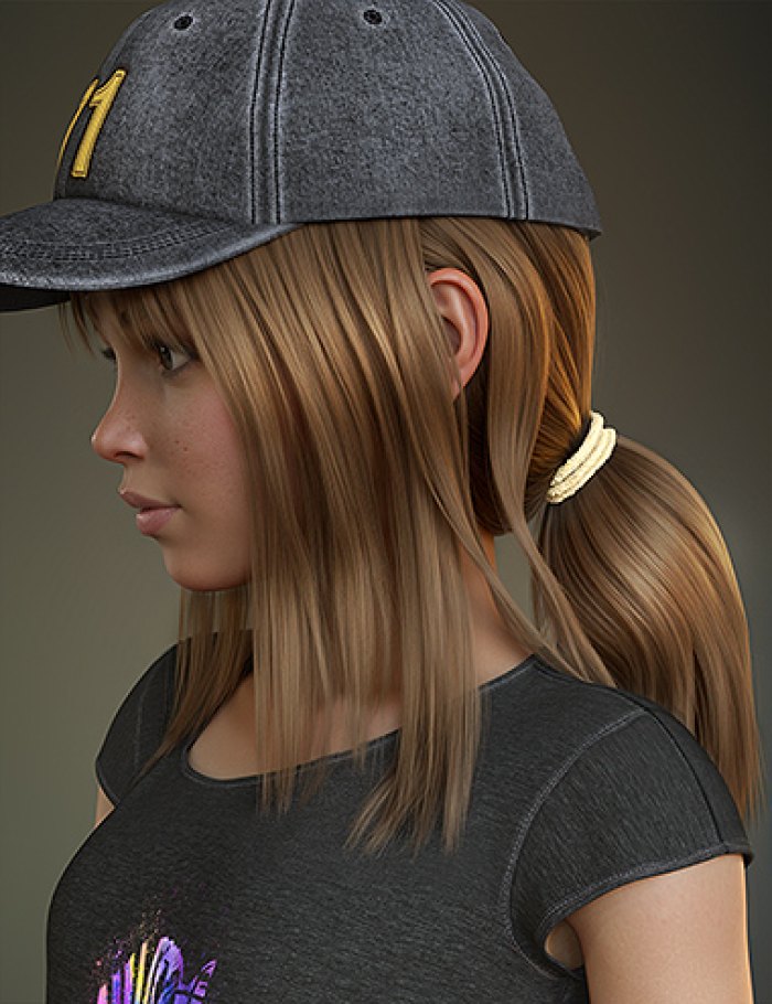 Eden Baseball Hat Hair with dForce for Genesis 9
