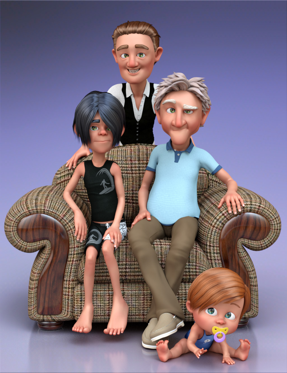 Toon Generations 2 Male Hair for Genesis 3 Male(s)